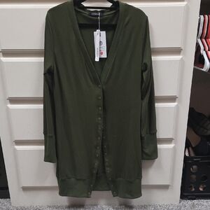 Olive Green Button-Up Cardigan